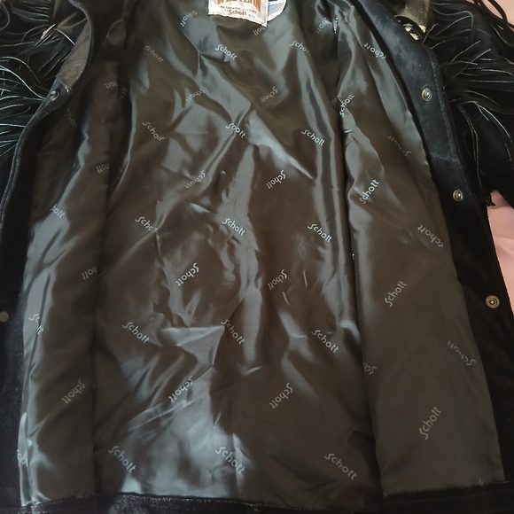 Schott NYC Western Black Tooled Leather Conchos Fringed Jacket 46 USA Vintage. - Picture 12 of 12